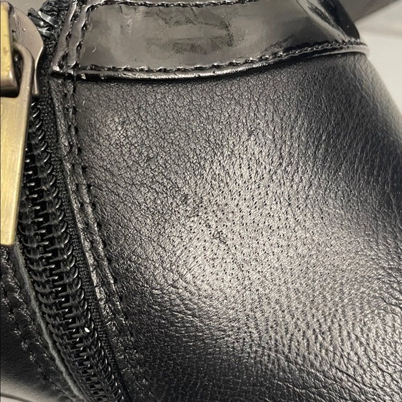 Bandolino Black Leather Ankle Boots Stiletto Heels Side Zipper Buckle Accent - Picture 13 of 15